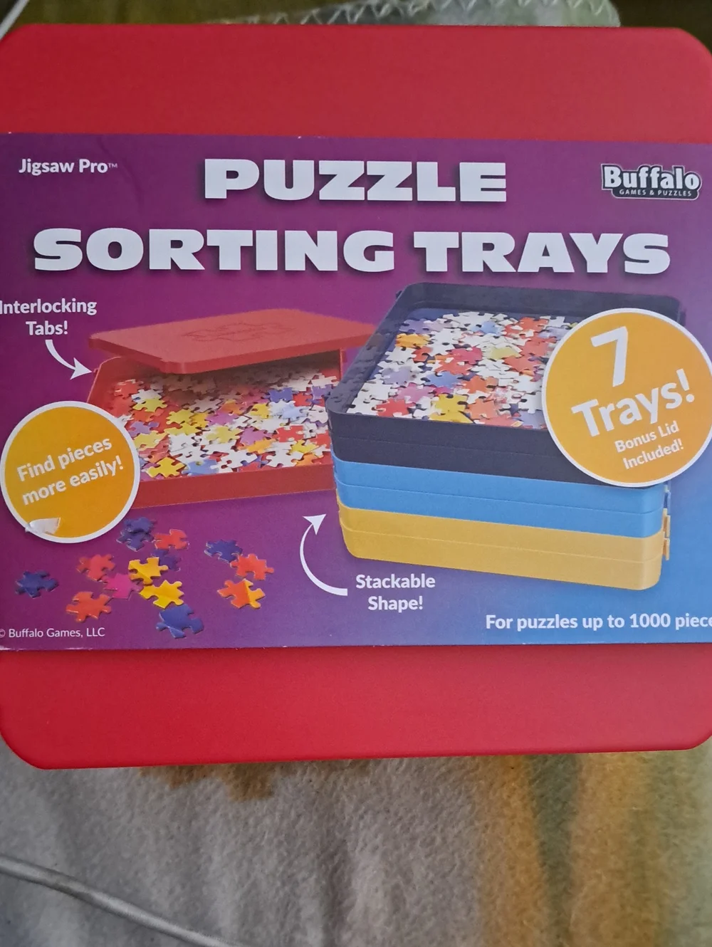 Buffalo Games Puzzle Sorting Trays - Red, Blue, Yellow, Black